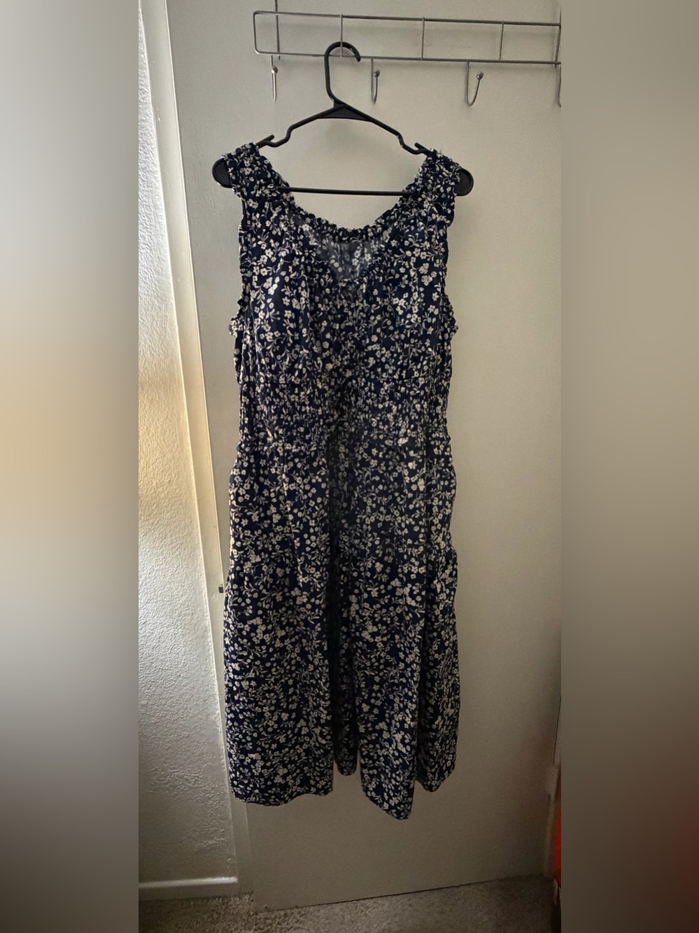 Terra & Sky Navy and White Floral Sleeveless Jumpsuit